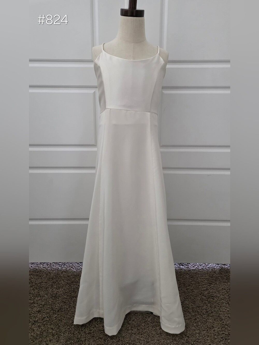Girls' Ivory Formal Spaghetti Strap Dress